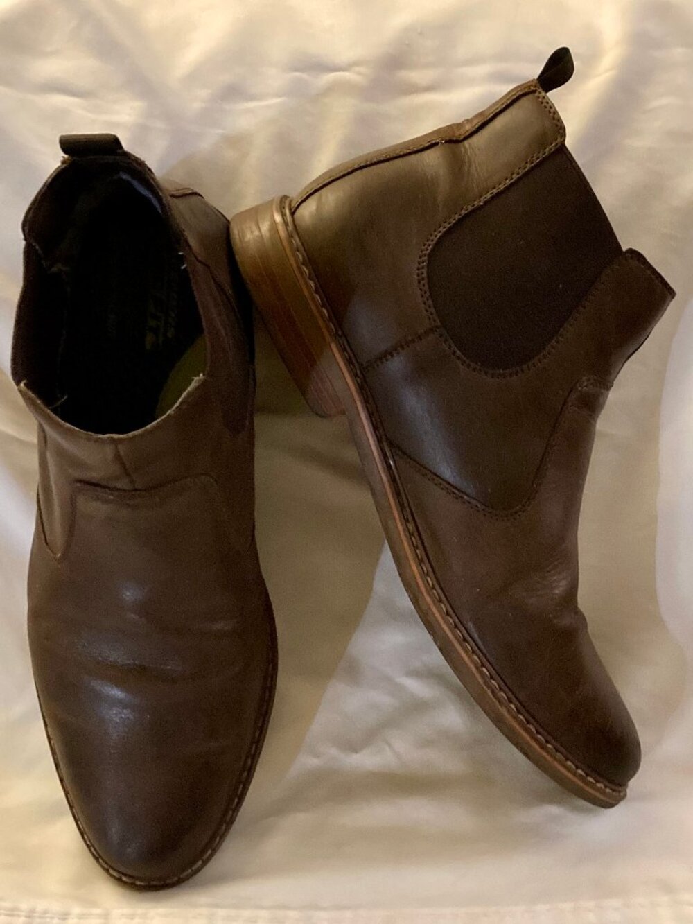 MENs SZ 11.5, Skechers Leather Ankle Boots, Brown, Good Condition
